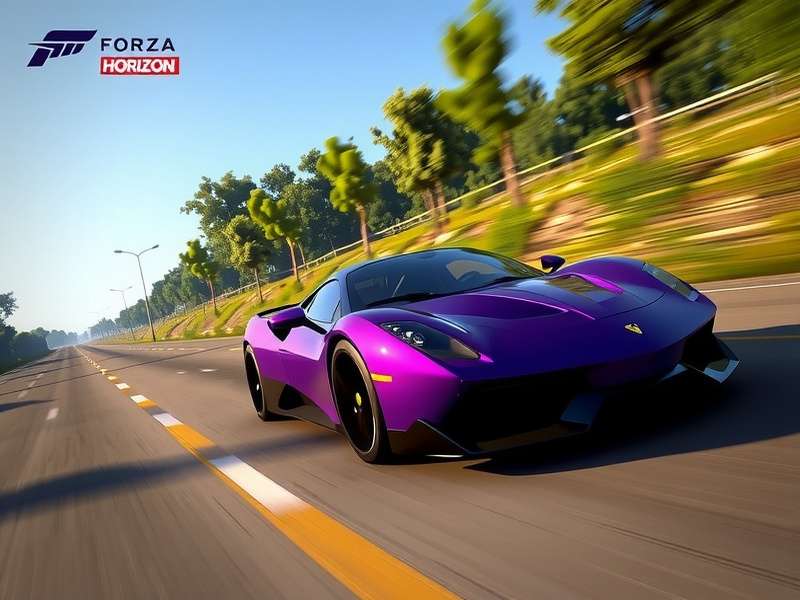 Forza Horizon 5 open world landscape with car driving through desert
