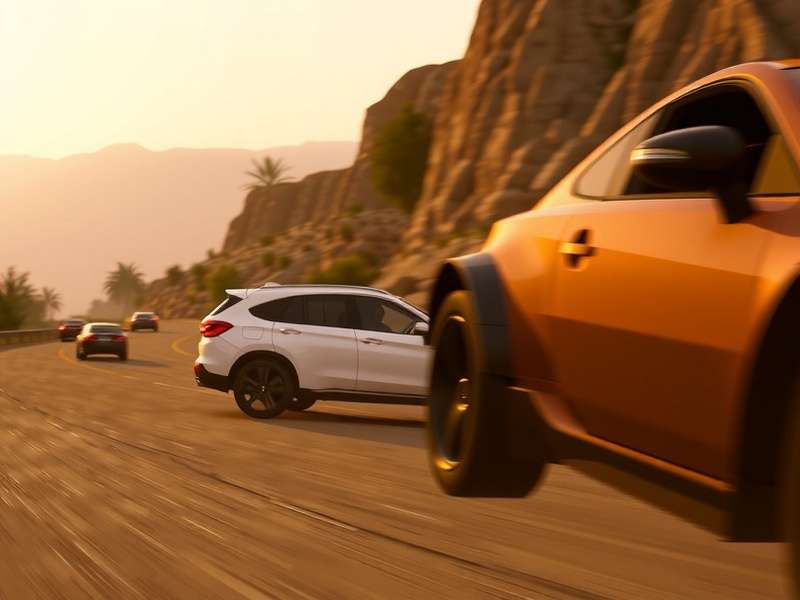 Screenshot from Forza Horizon 3 announcement trailer showing a Lamborghini Centenario driving on an Australian beach at sunset