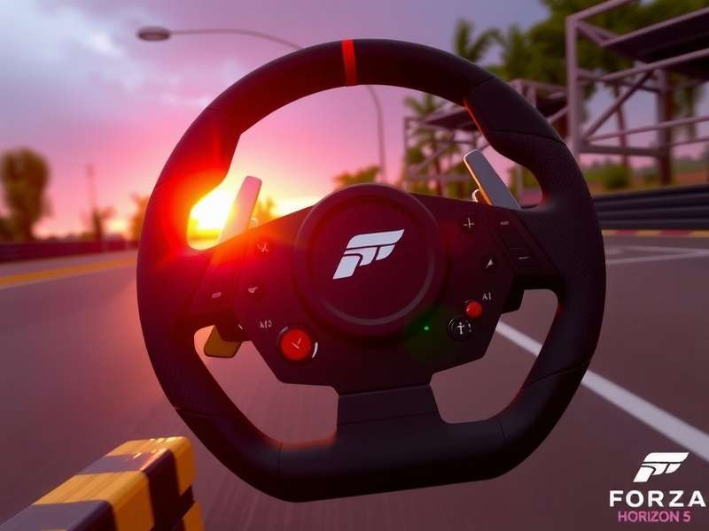 Premium steering wheel setup for Forza Horizon 5 on PlayStation 5 with Logitech G923 mounted on a racing rig