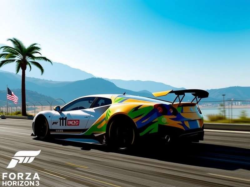 Forza Horizon 3 gameplay showcasing a car drifting in the Australian outback