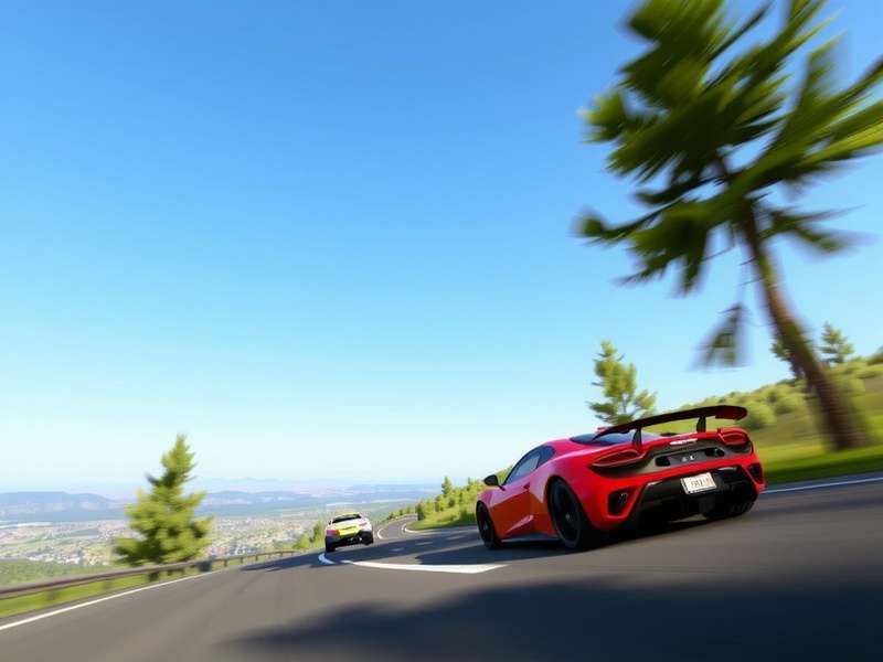 Concept art imagining Forza Horizon 6's potential setting with lush landscapes and exotic cars
