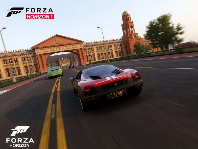 Forza Horizon 1 gameplay screenshot showcasing cars and scenery