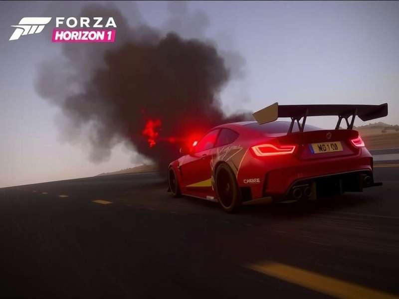 Dramatic screenshot from Forza Horizon 1 showing the final crash sequence