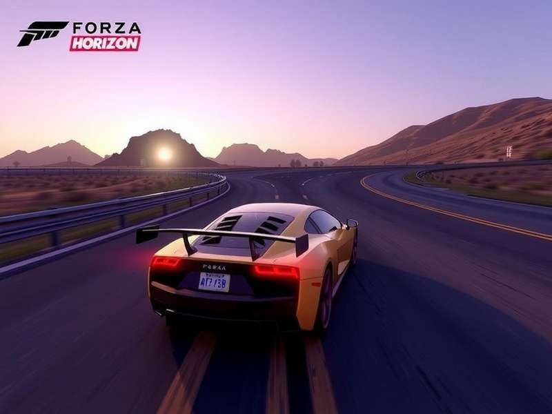 Forza Horizon gameplay screenshot showing a supercar in a scenic landscape