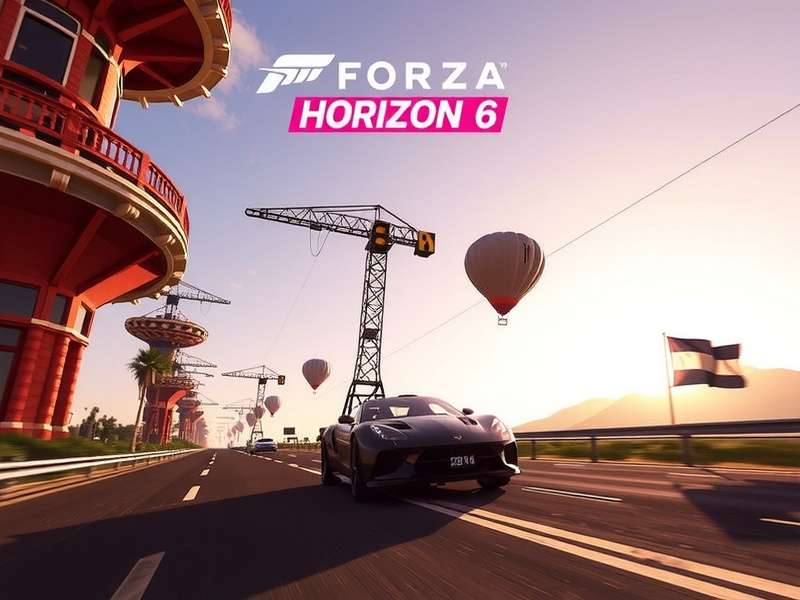 Concept art of Forza Horizon 6 featuring a hypercar on a scenic coastal road