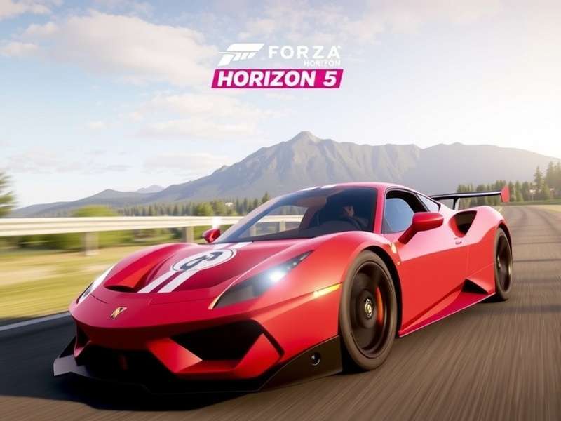 Official Forza Horizon 5 PS5 Physical Box Art displayed alongside a PlayStation 5 console