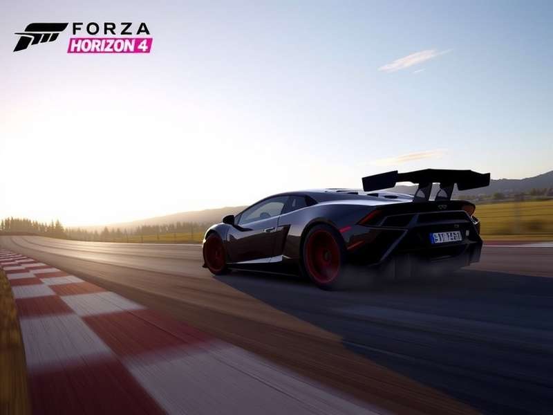 Forza Horizon 4 gameplay showcasing a Lamborghini in autumn setting