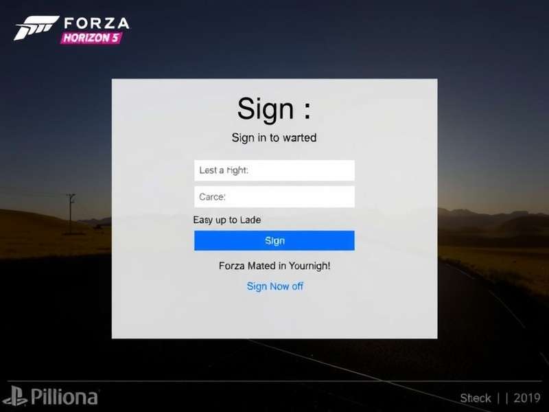Forza Horizon 5 PlayStation 5 sign-in screen and dashboard view