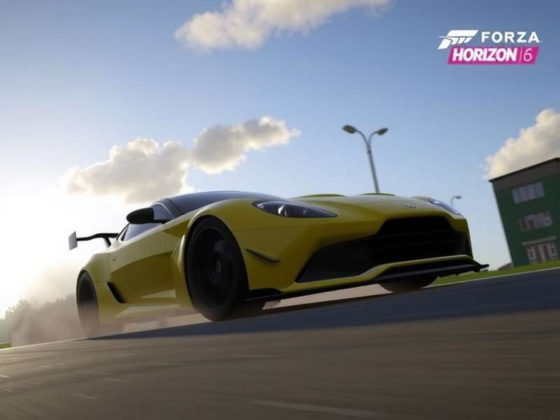 Concept art of a potential Forza Horizon 6 setting with vibrant city and mountain landscape