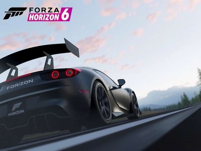 Concept art of a sports car in a scenic landscape, hinting at Forza Horizon 6
