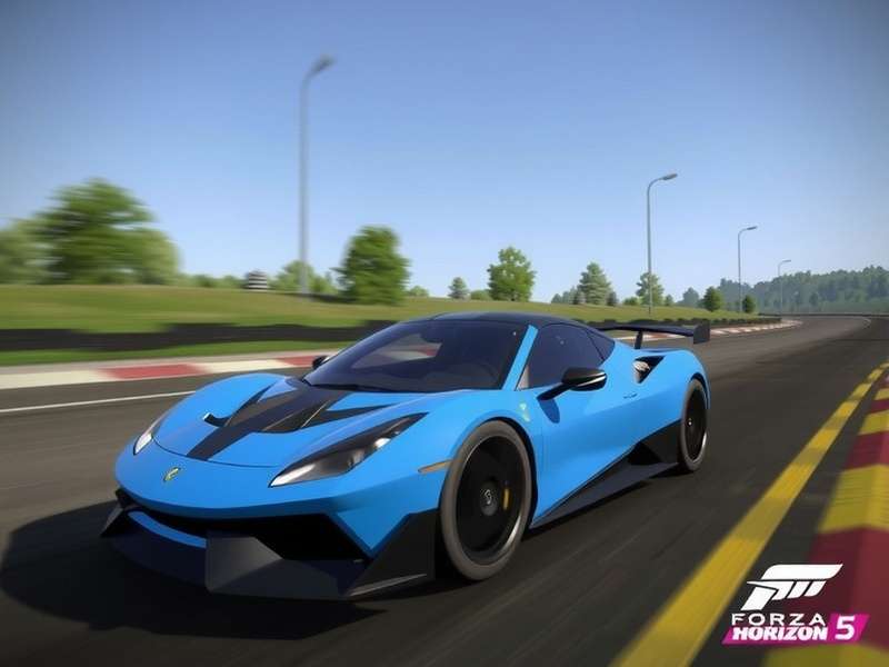 Forza Horizon 5 fastest car Koenigsegg Jesko speeding on highway at sunset