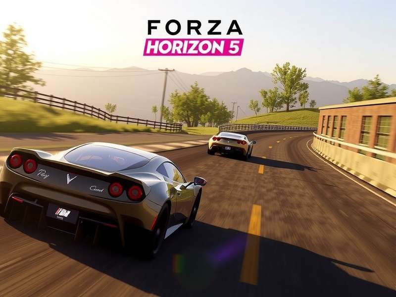 Forza Horizon 5 PS5 Crossplay gameplay screenshot showing a vibrant Mexican horizon with cross-platform multiplayer