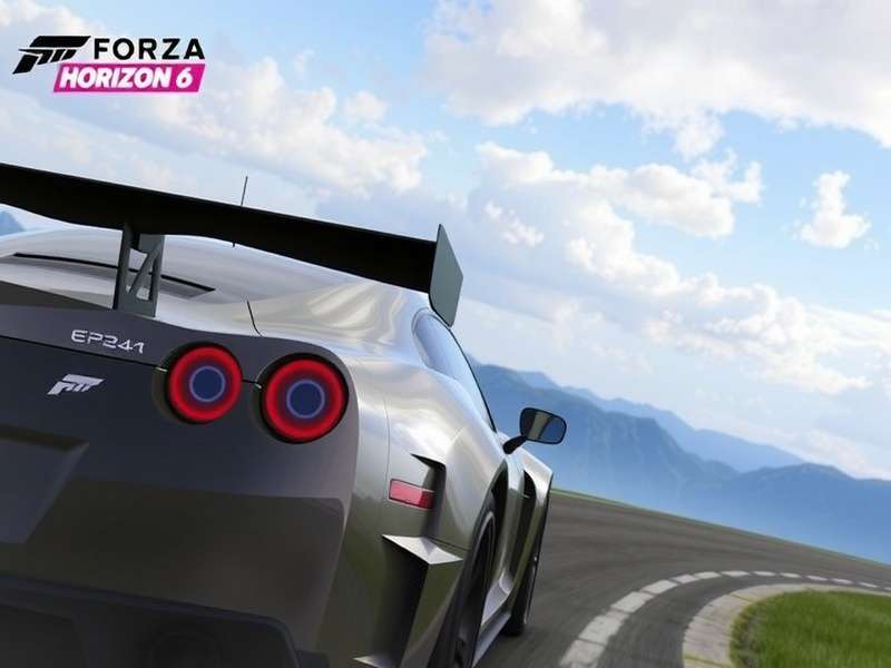 Forza Horizon 6 Playstation edition hero image showing a supercar on a vibrant Indian-inspired landscape at sunset