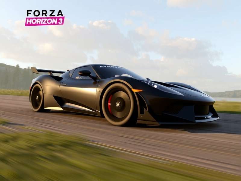 Forza Horizon 3 Steam - open world racing in Australia with a blue supercar driving through the outback at sunset
